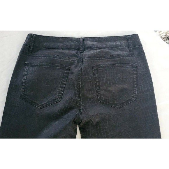 Sapphire Ink Black Jeans Junior Size 7  Snakeskin Jacquard Skinny Low Rise 30X31 - Picture 6 of 6